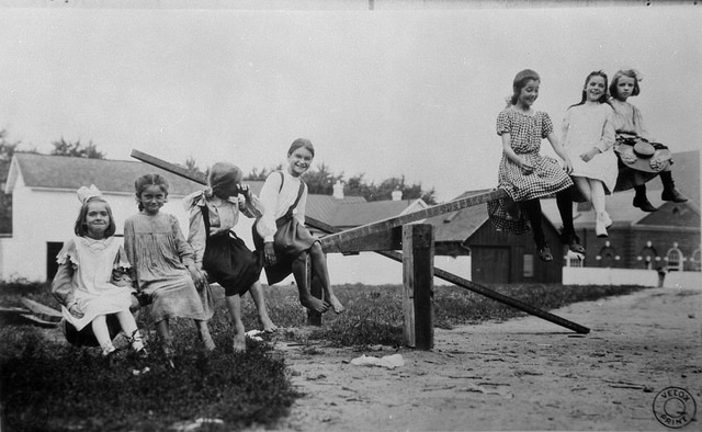 7 girls on a see-saw
